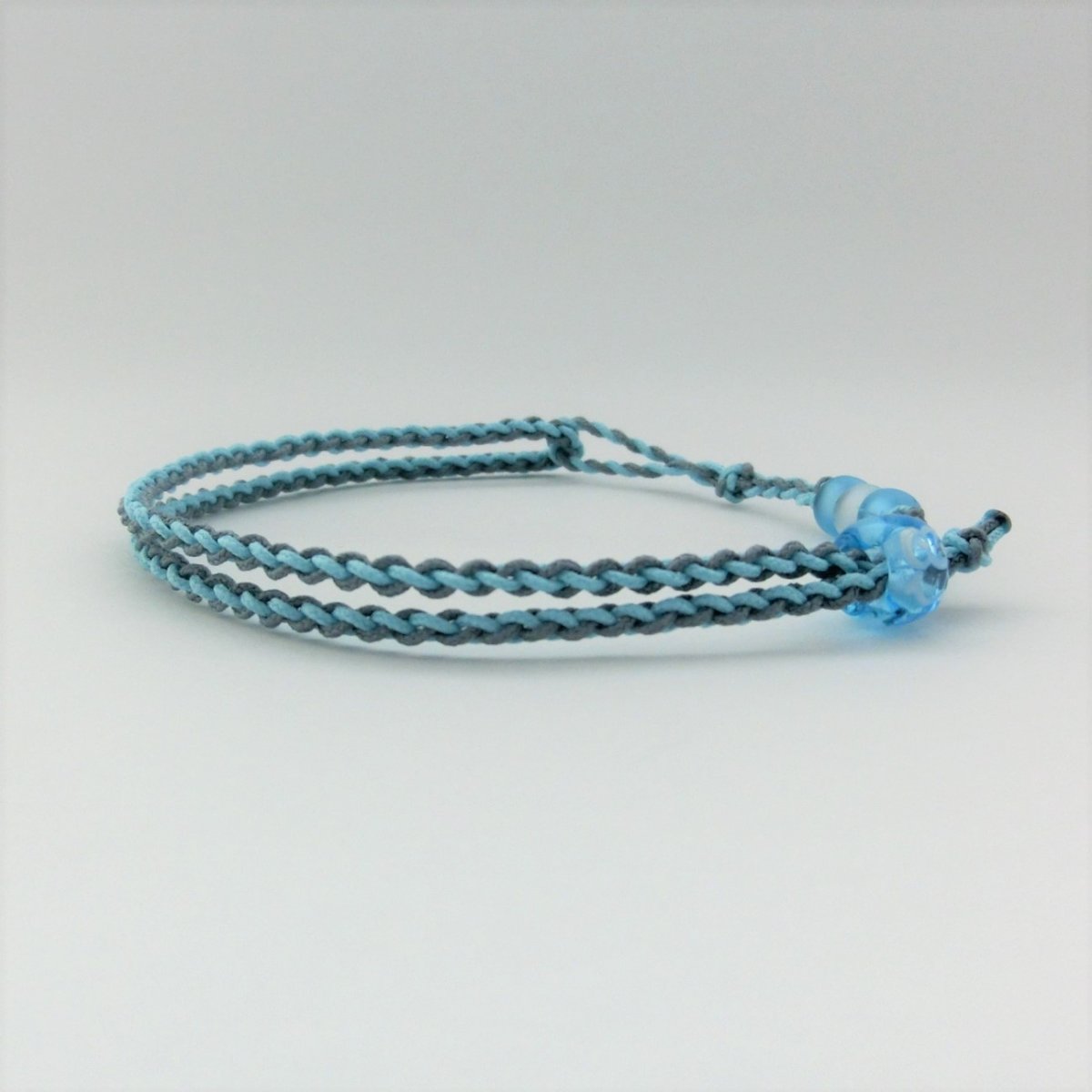 U-PRETZ 2連｜ブレスレット・アンクレット｜グレー×ルーサイトグリーン（水色系）