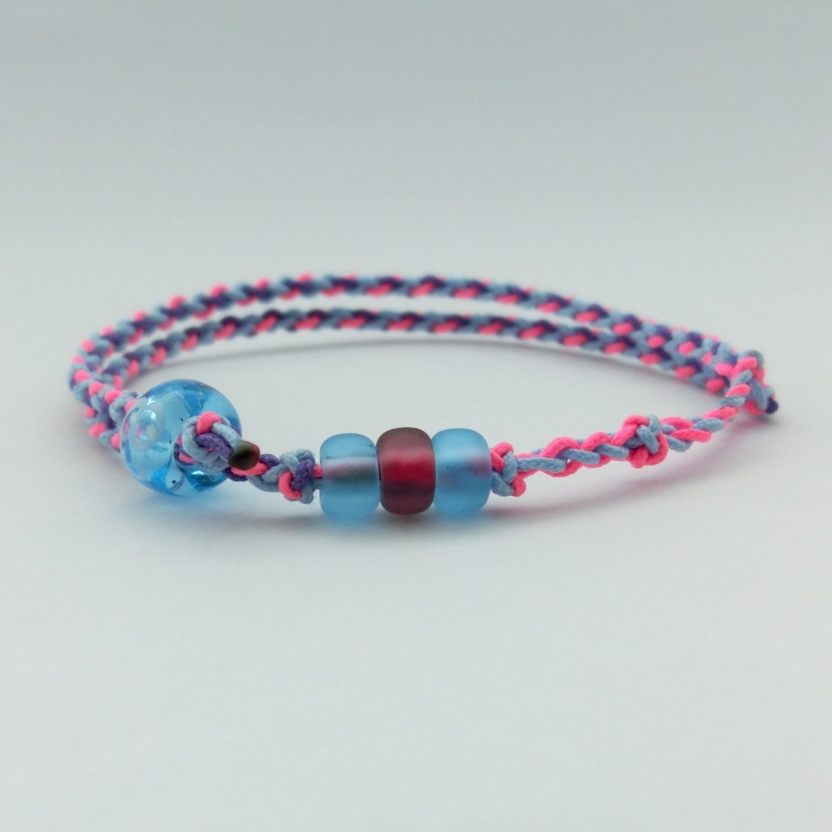 U-PRETZ 2連｜ブレスレット・アンクレット｜水色×パープル×SKピンク