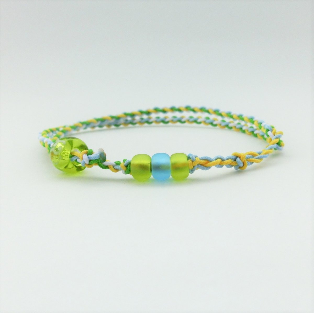U-PRETZ 2連|ブレスレット・アンクレット|きみどり×イエロー×水色×ホワイト
