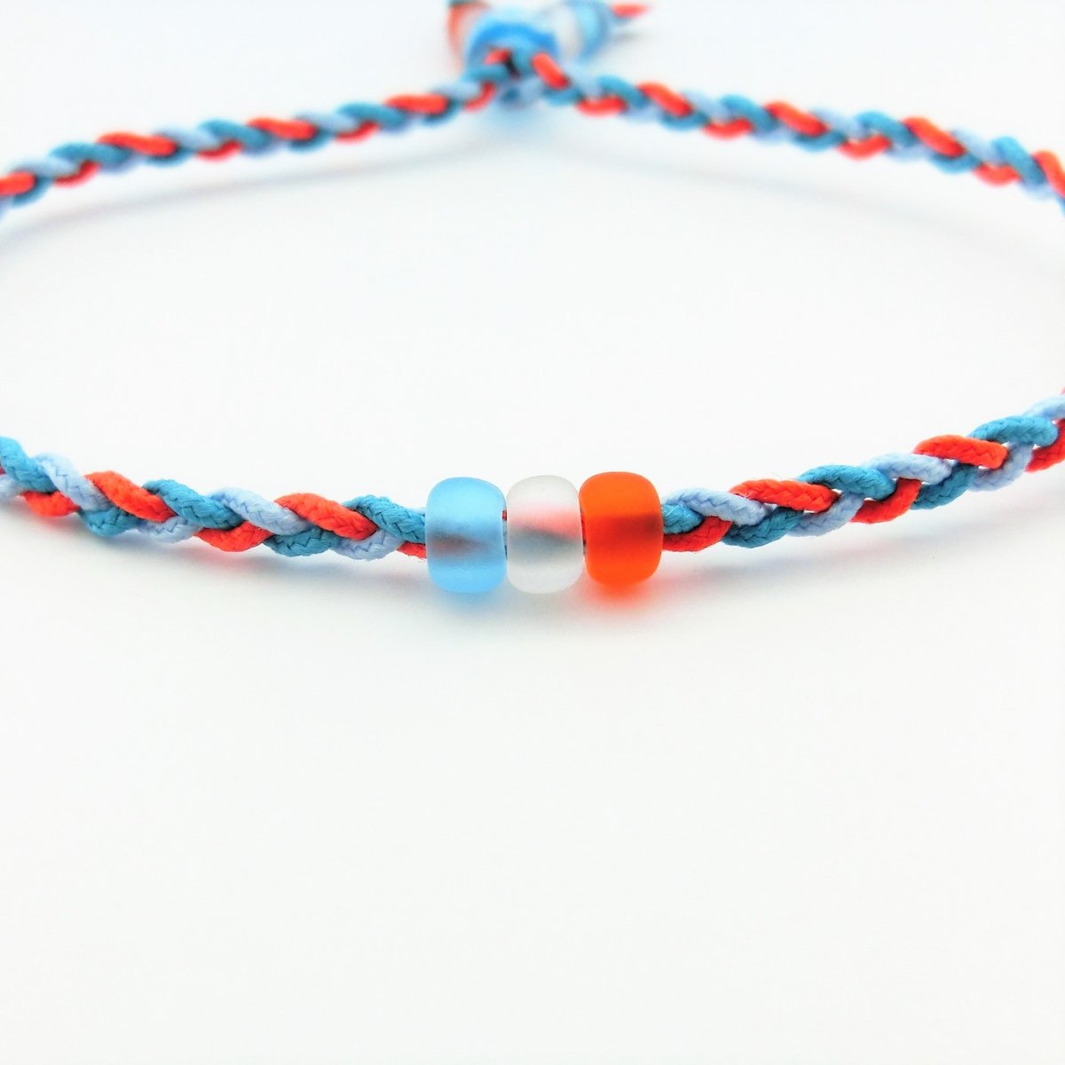 ビーチ|ブレスレット・アンクレット|水色×ターコイズ×オレンジ