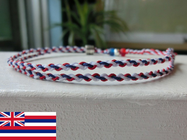 ハワイ州旗カラー(ホワイト × ネイビー × レッド)｜ブレスレット・アンクレット
